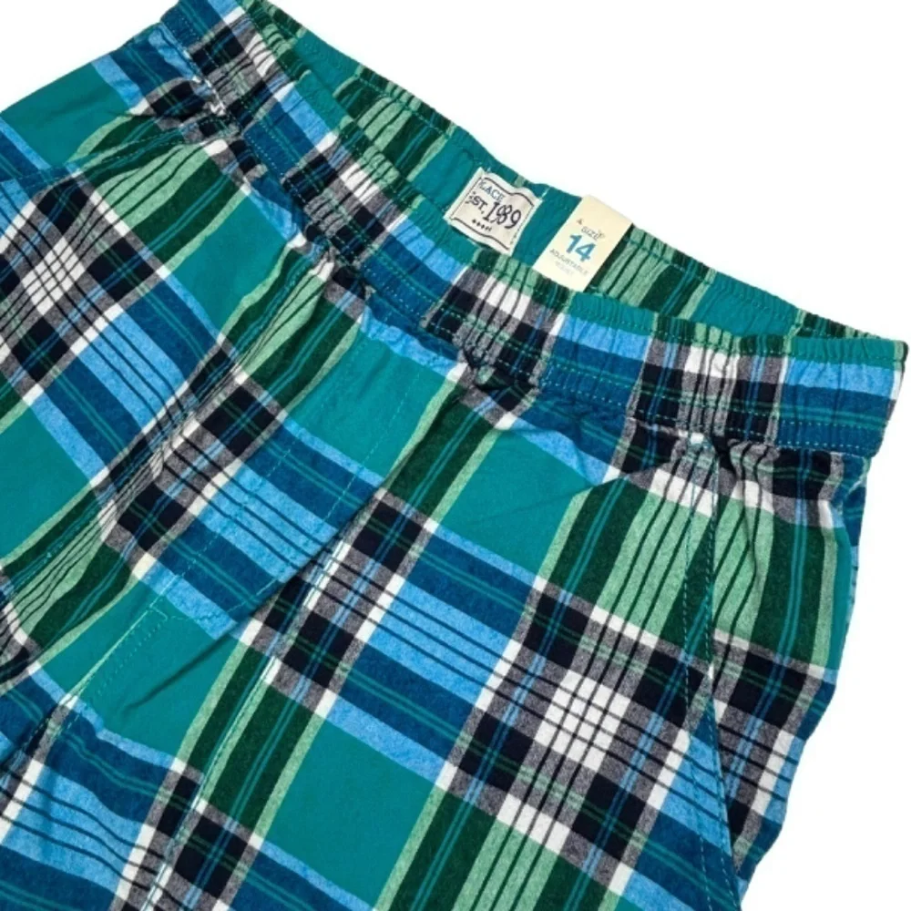 The Childrens Place Boys Shorts Size 14 Green Blue Black White Plaid Shorts